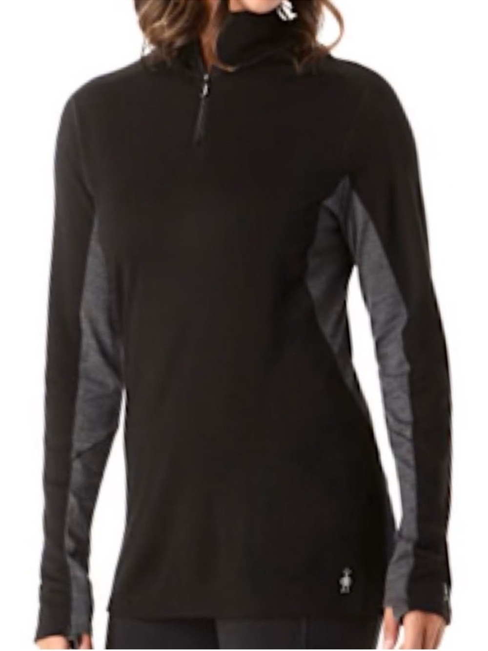 NWT SmartWool Sport 250Merino Long Sleeve 1/4 Zip Top Black Grey Size Small